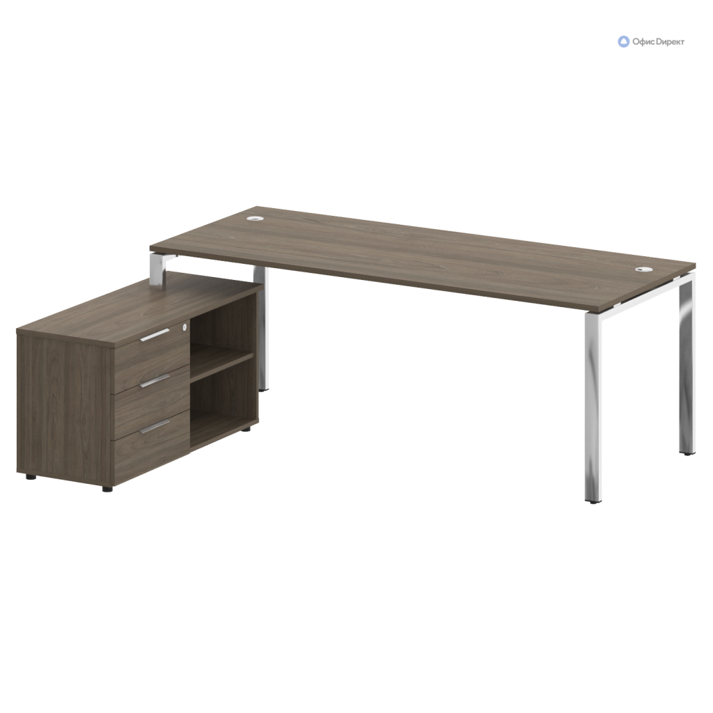 Стол рабочий руководителя с опорной тумбой левый Рива Метал Систем Директ 2100*1620*750 Рива Метал Систем Директ Вяз Благородный