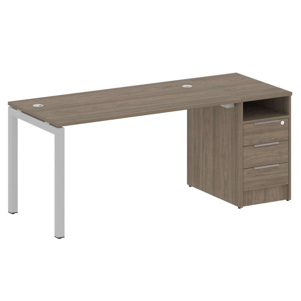 Рабочая станция с опорной тумбой Метал Систем Куатро 1812*720*750 Метал Систем Куатро Вяз Благородный