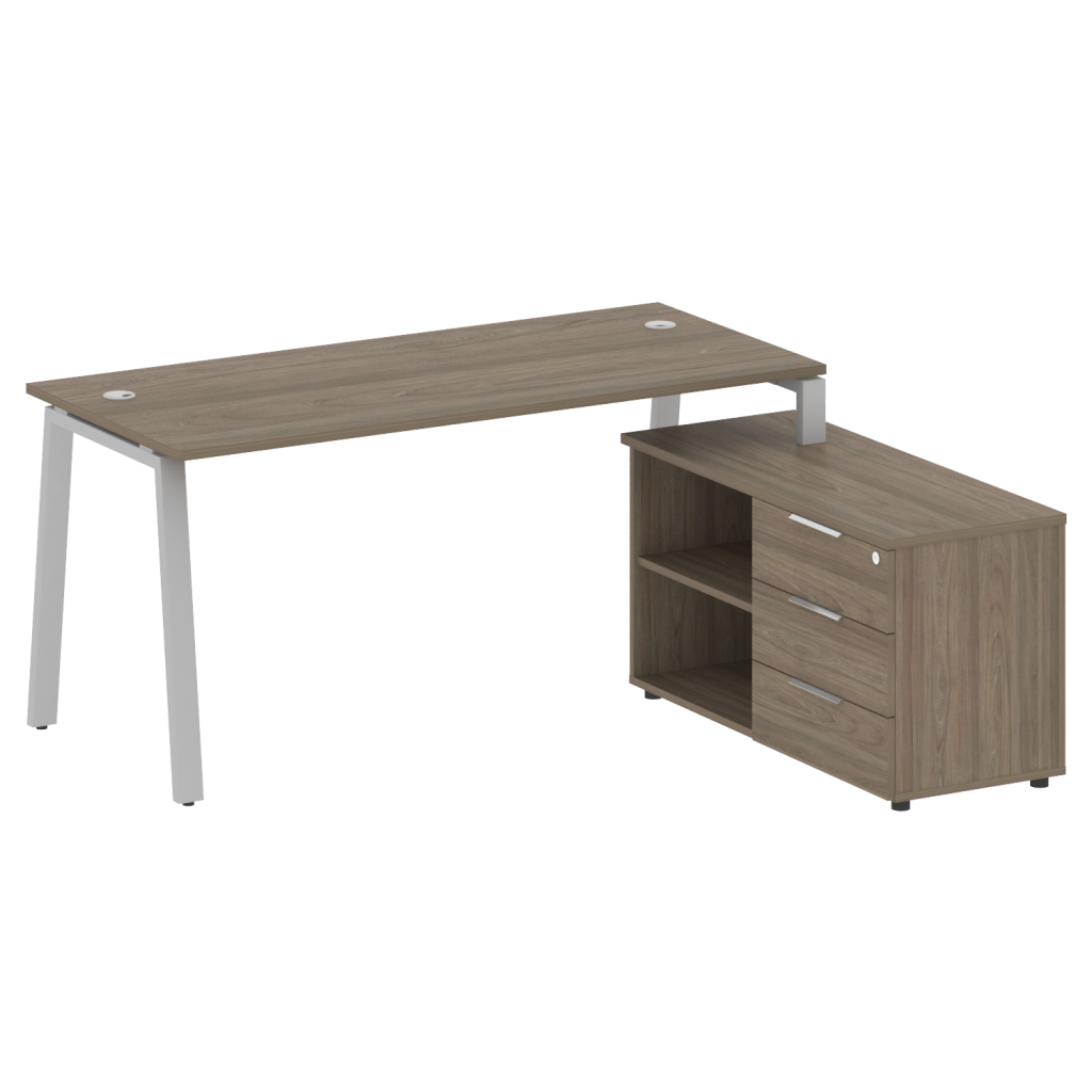 Рабочая станция с опорной тумбой правая Рива Метал Систем 1700*1520*750 Рива Метал Систем Вяз Благородный