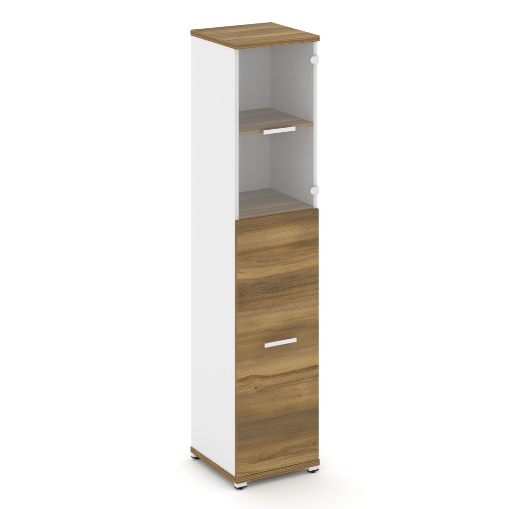 Шкаф одна узкая секция, 5 ниш Концепт 420*420*1922 Концепт Сандал Янтарный/Белый металл