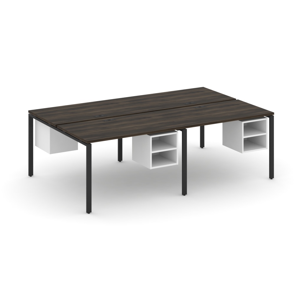 Рабочая станция двухсторонняя с подвесными тумбами на 4 места Концепт 2360*1480*750 Концепт Дуб Мали/Черный металл