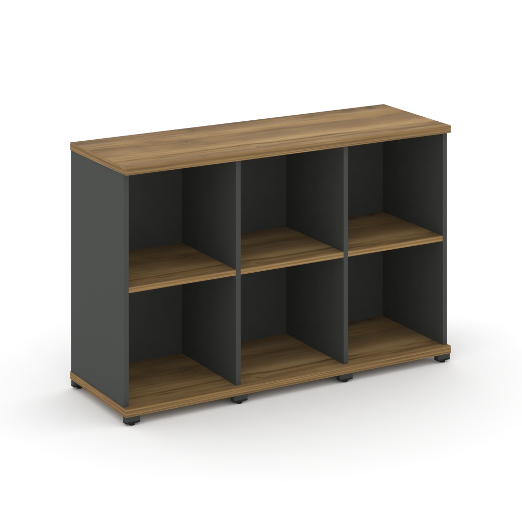 Стеллаж три узкие секции, 2 ниши Концепт 1252*420*818 Концепт Сандал Янтарный/Антрацит металл